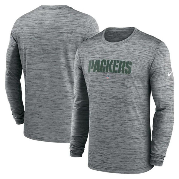 Green Bay Packers Heather Gray Sideline Team Velocity Performance Long Sleeve T-Shirt